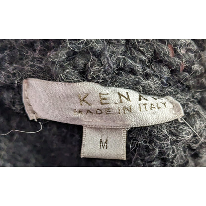 Kenar Italy Vintage Open Front Black Fringe Neck Cardigan Size Medium