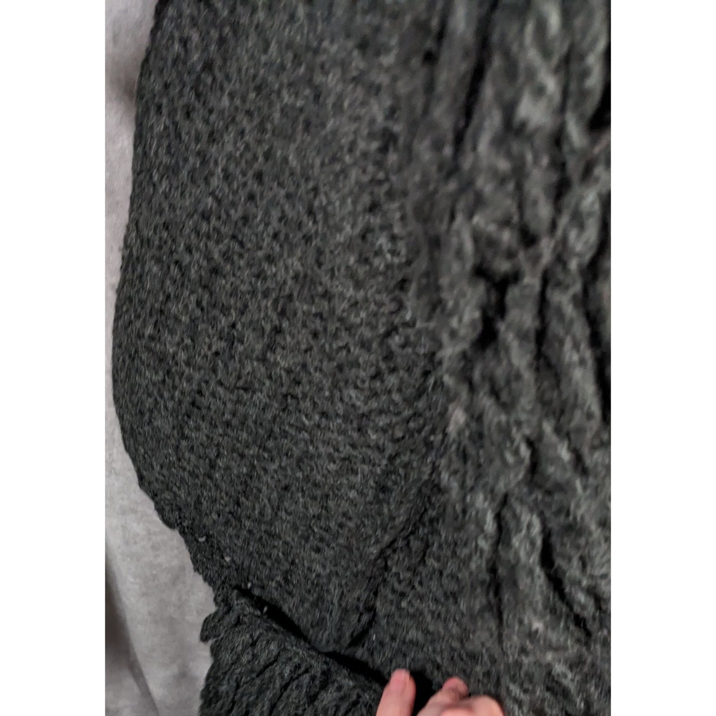 Kenar Italy Vintage Open Front Black Fringe Neck Cardigan Size Medium