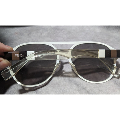 Fendi White And Brown Aviator Sunglasses