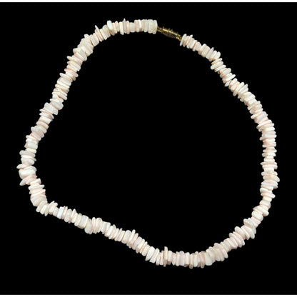 Beachy Bohemian Pastel Pink Seashell Chip Necklace