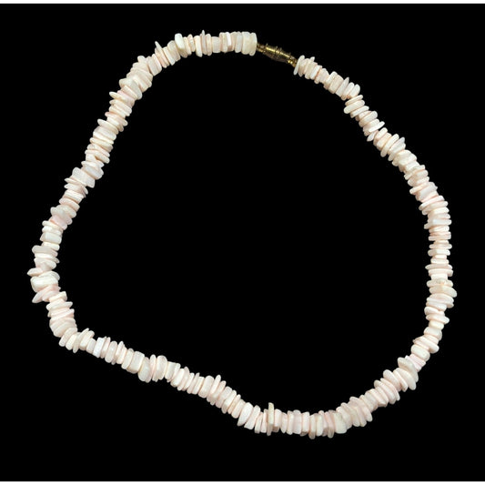 Beachy Bohemian Pastel Pink Seashell Chip Necklace