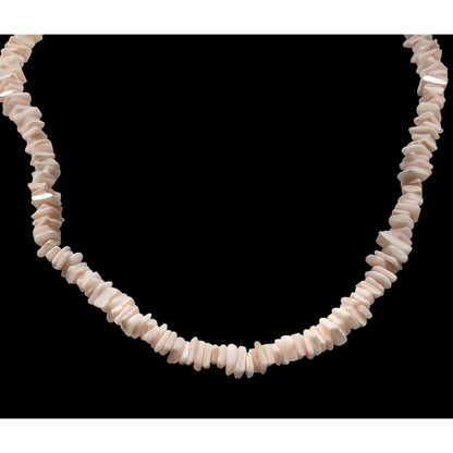 Beachy Bohemian Pastel Pink Seashell Chip Necklace