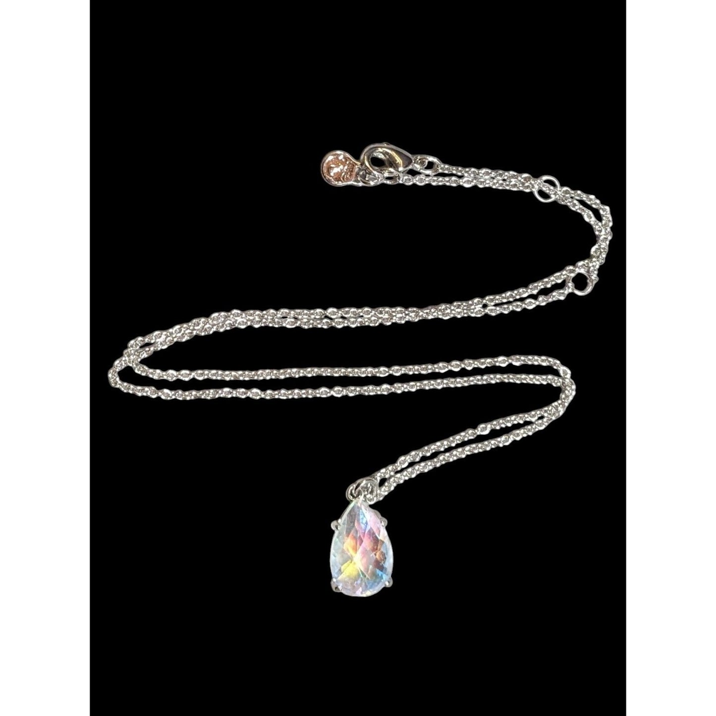 Whimsical Elegant Aurora Borealis Teardrop Pendant Necklace