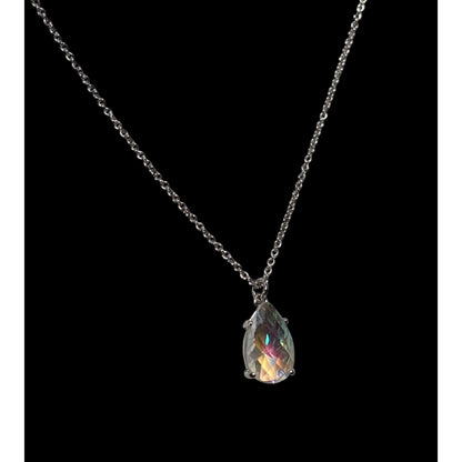 Whimsical Elegant Aurora Borealis Teardrop Pendant Necklace