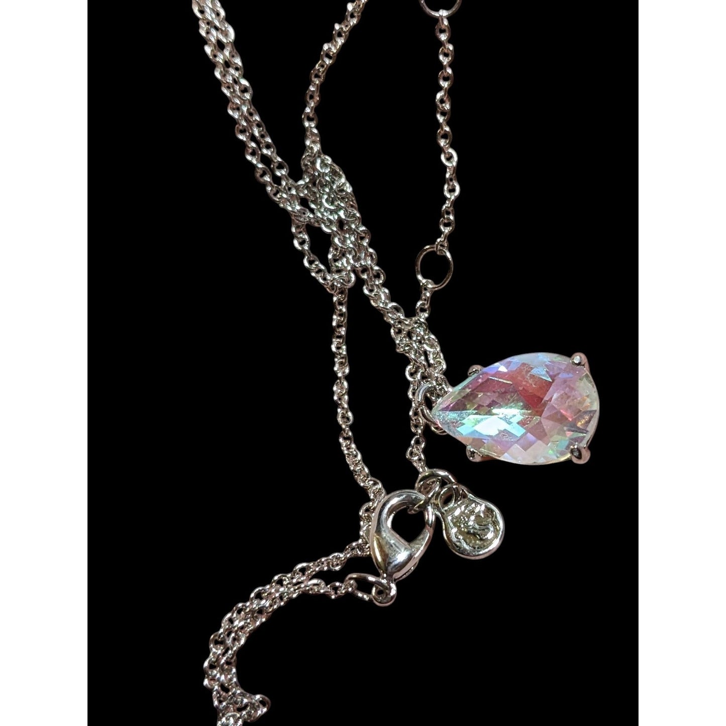 Whimsical Elegant Aurora Borealis Teardrop Pendant Necklace