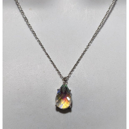 Whimsical Elegant Aurora Borealis Teardrop Pendant Necklace