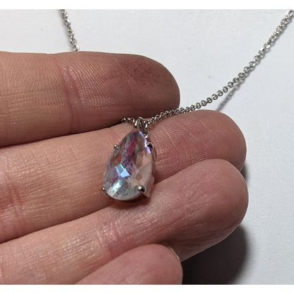 Whimsical Elegant Aurora Borealis Teardrop Pendant Necklace