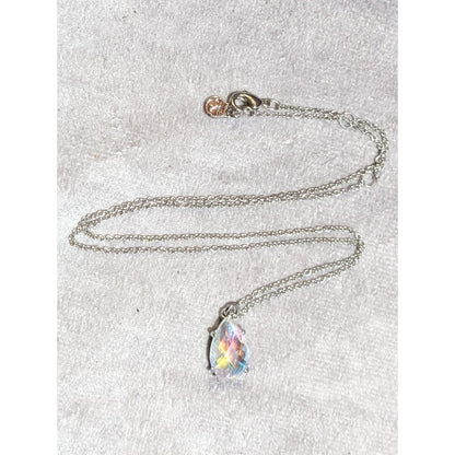 Whimsical Elegant Aurora Borealis Teardrop Pendant Necklace