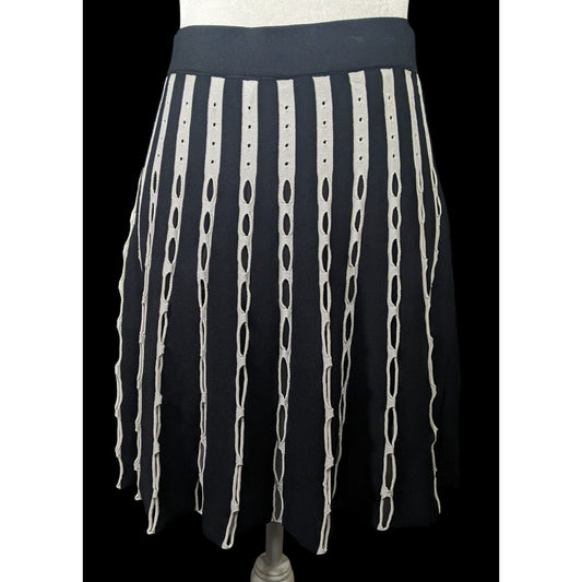 O.UE Gothic Black And White Stripe With Cutout Skirt Size Large
