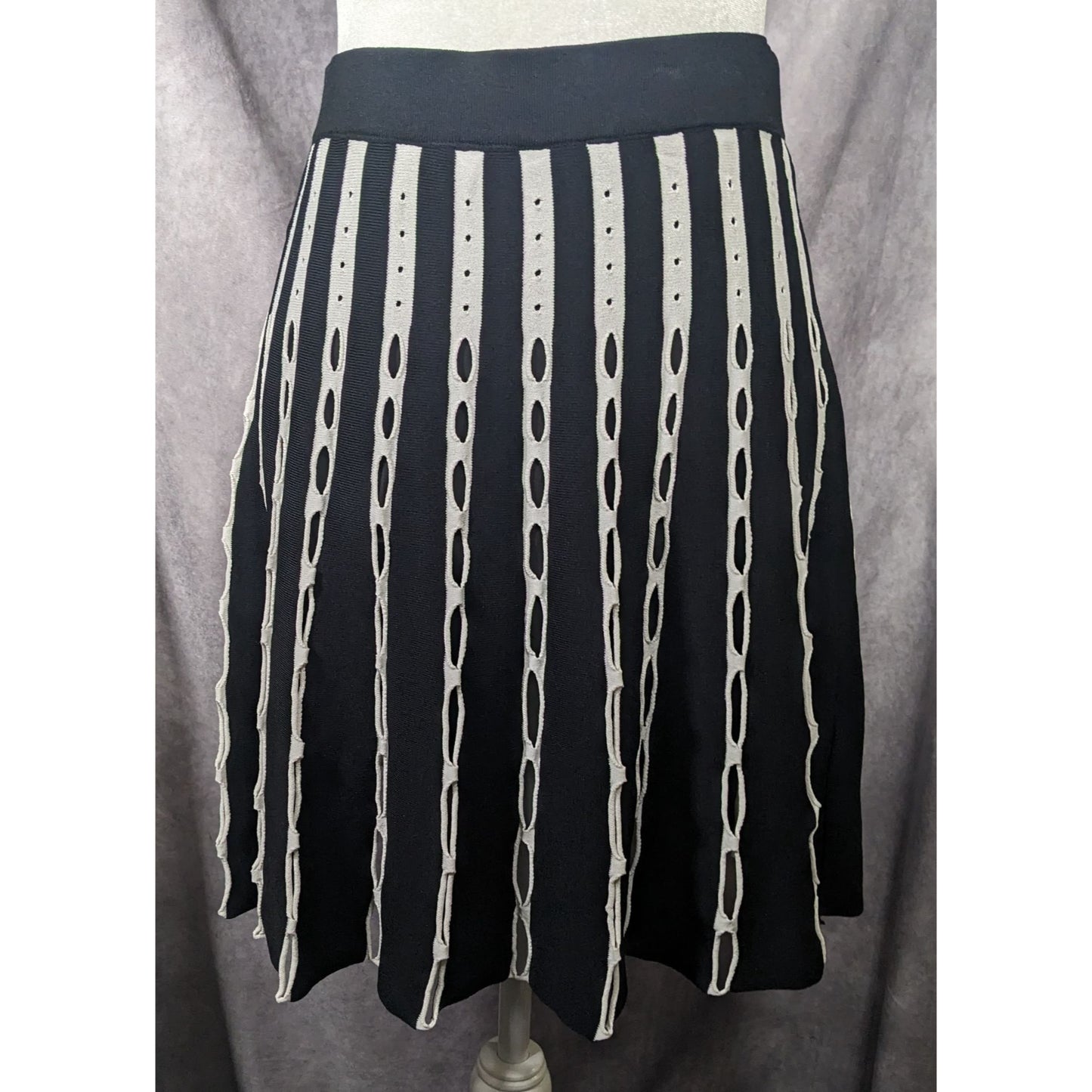 O.UE Gothic Black And White Stripe With Cutout Skirt Size Large