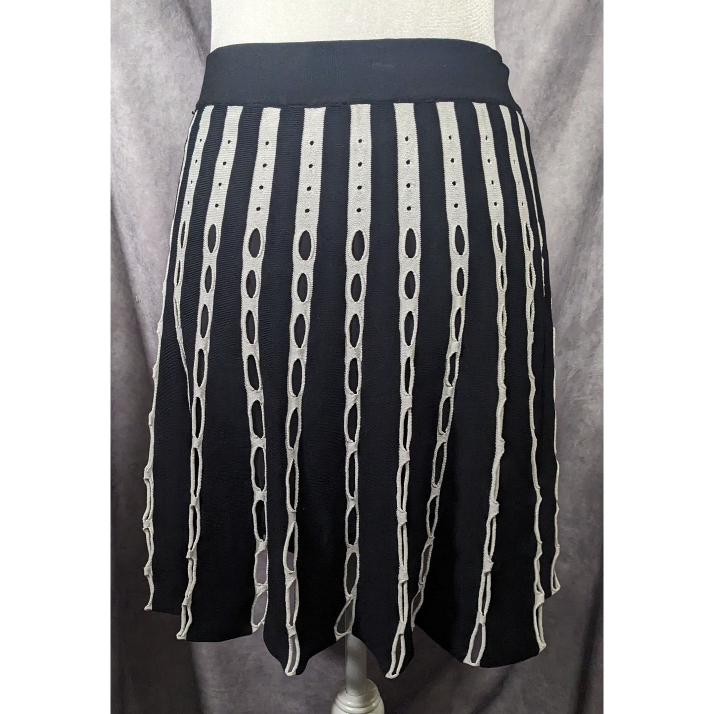 O.UE Gothic Black And White Stripe With Cutout Skirt Size Large
