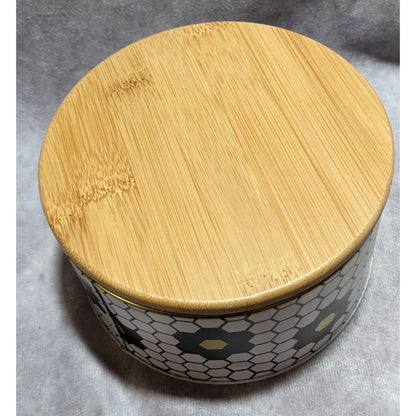 Floral Honeycomb Bamboo Lid Decorative Tin
