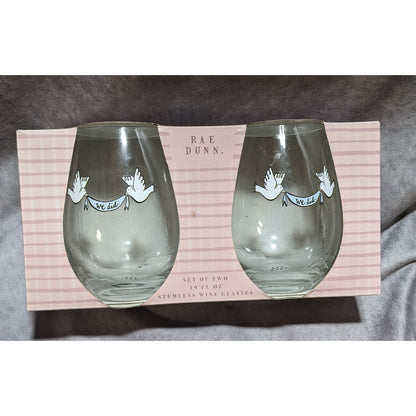 Rae Dunn We Did Wedding Stemless Wine Glasses