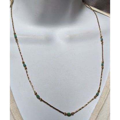 Minimalist Elegant Turquoise And Gold Beaded Necklace