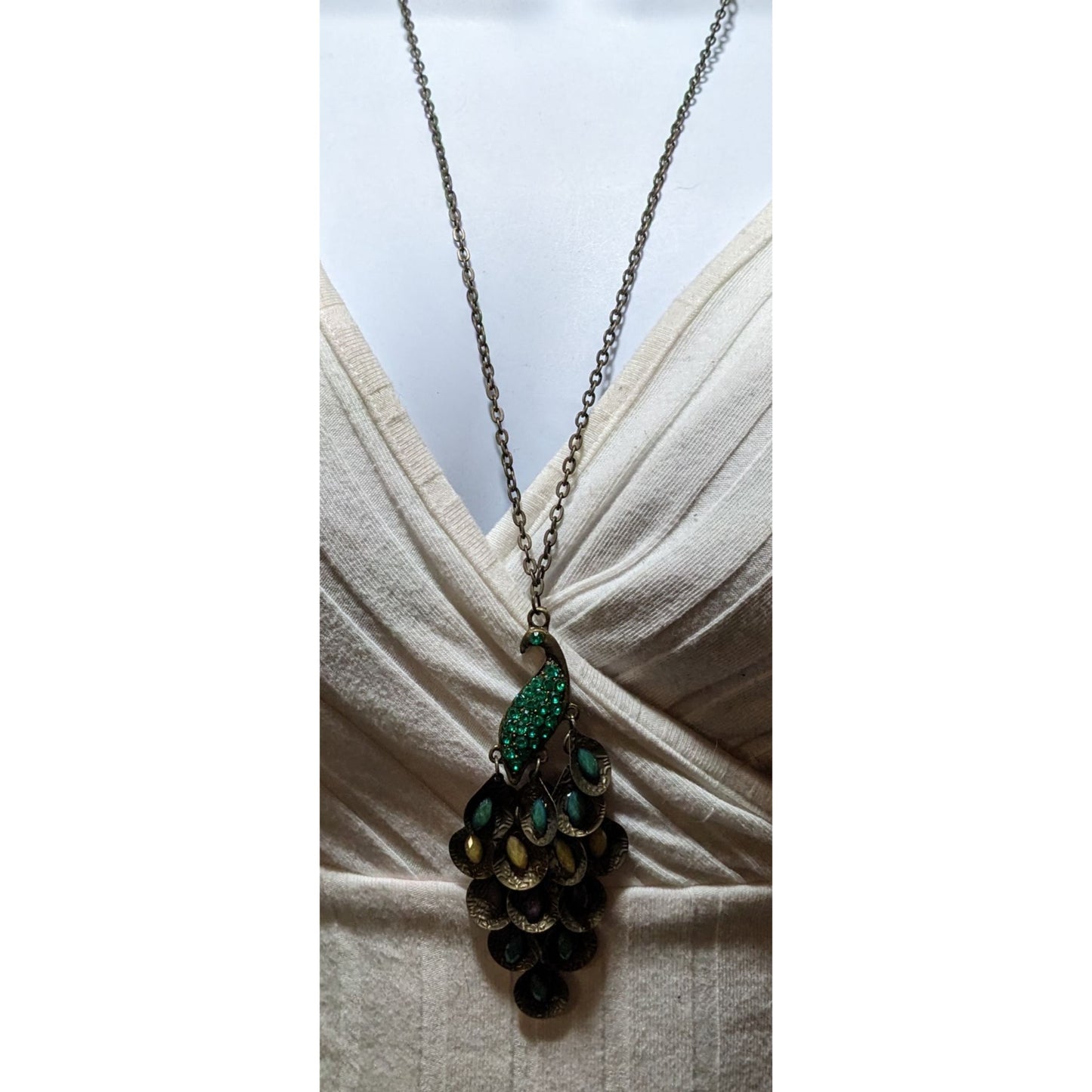 Green Bohemian Peacock Necklace