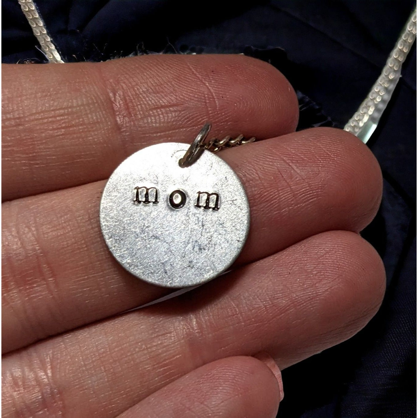 Mom Stamped Disc Necklace