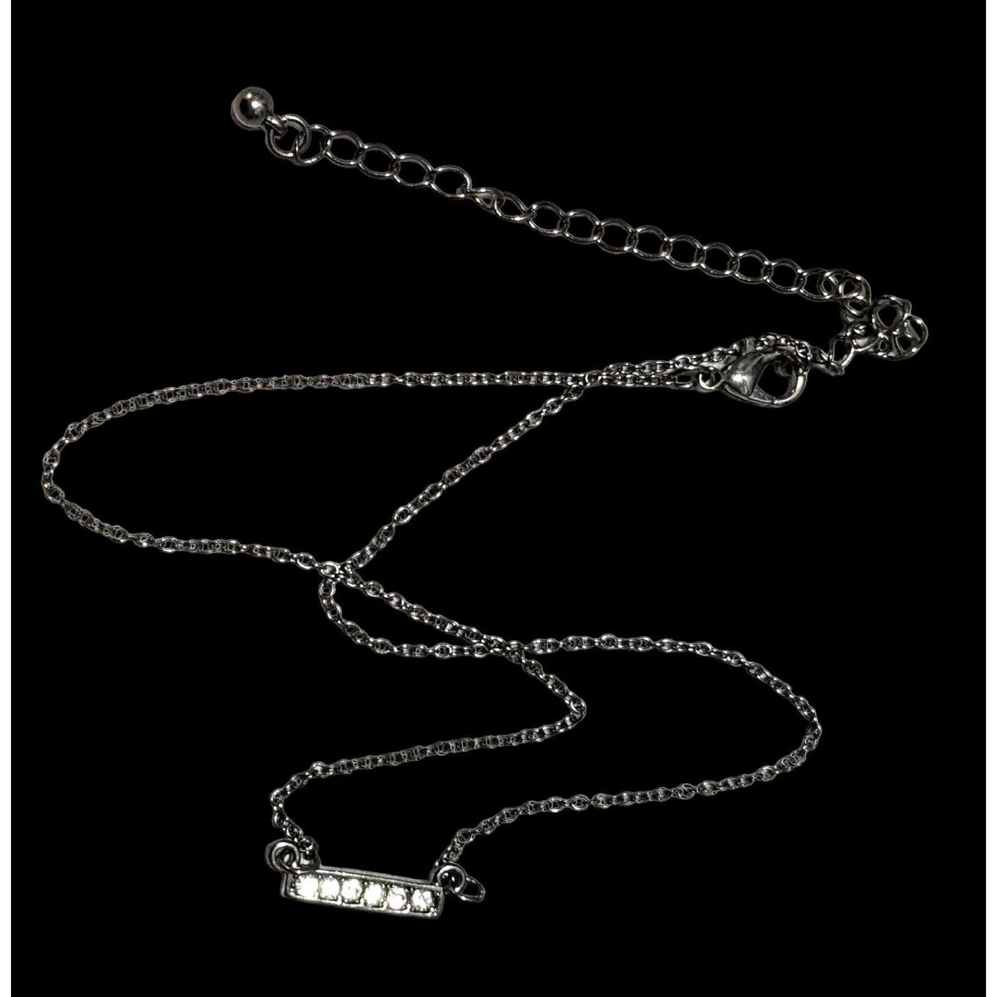 Minimalist Rhinestone Bar Pendant Necklace