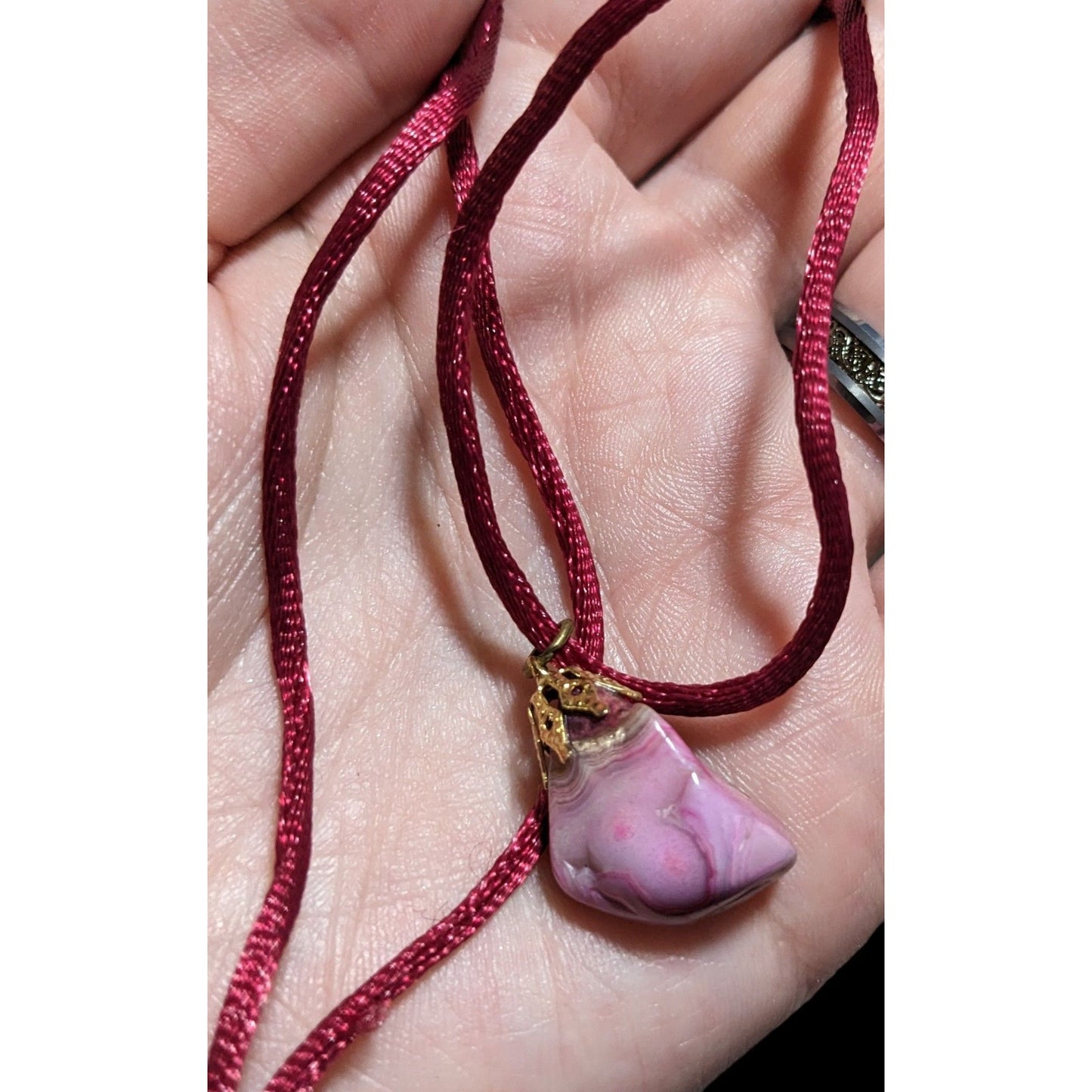 Dyed Pink Natural Agate Pendant Necklace