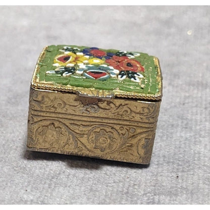 Vintage Micro Mosaic Italian Floral Pillbox