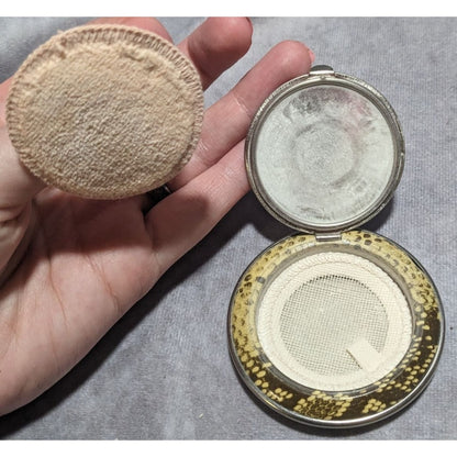 Vintage Snake Print Victorian Picture Powder Compact