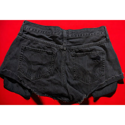 Hollister Black Short-Short High Rise Distressed Jean Shorts