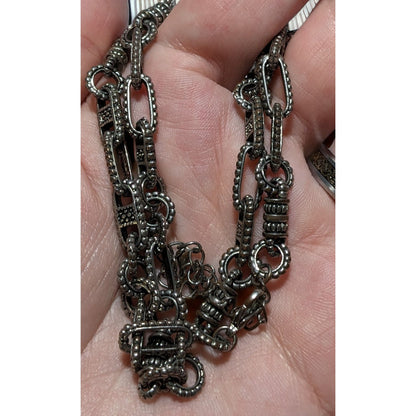 Brutalist Textured Silver Chain Necklace