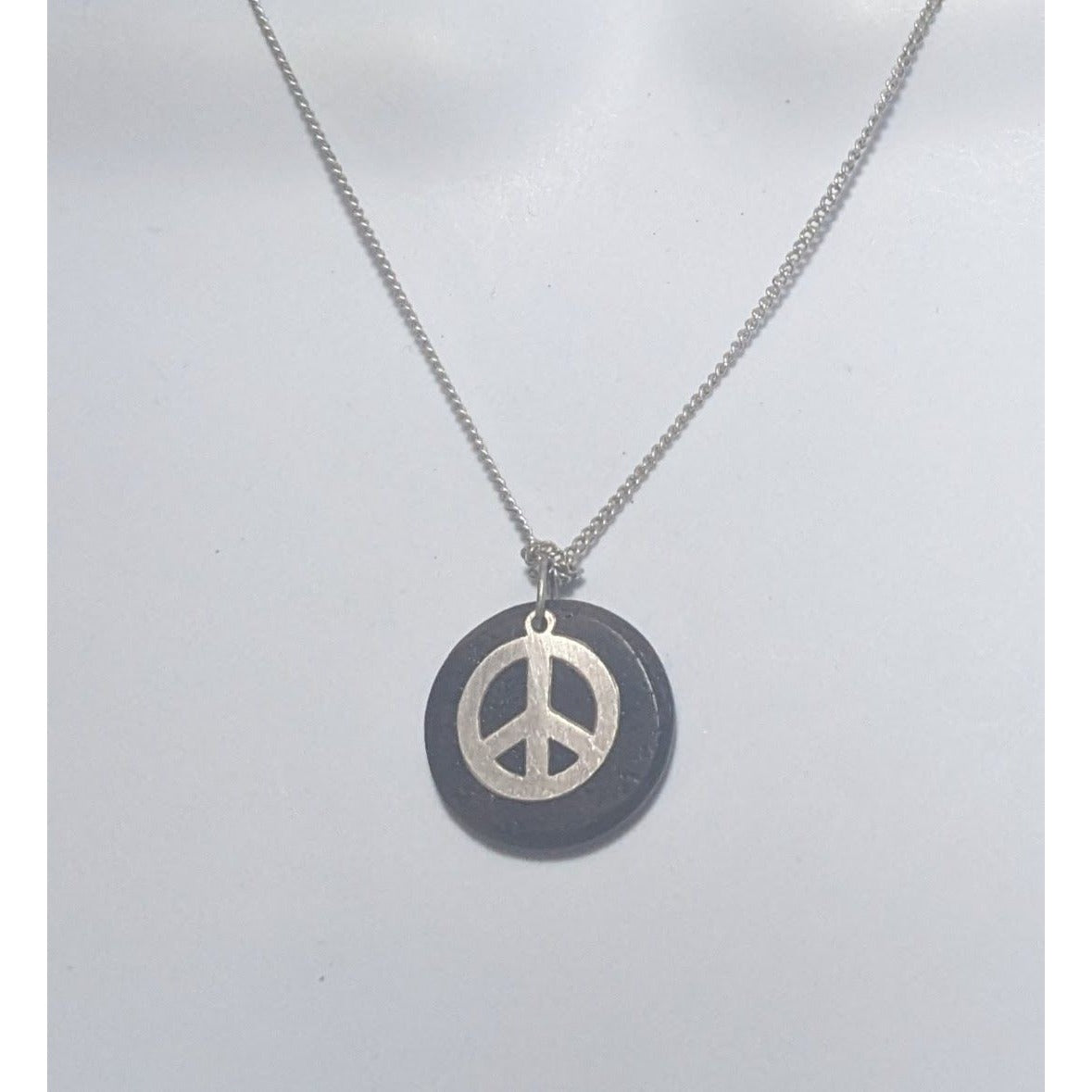 Wood Peace Charm Necklace