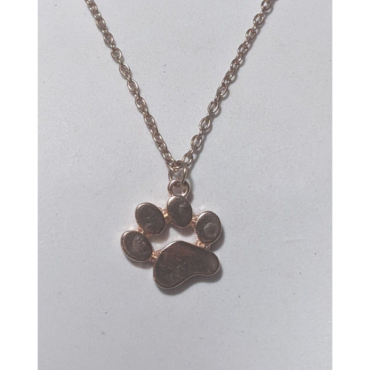 Simple Rose Gold Dog Paw Pendant Necklace