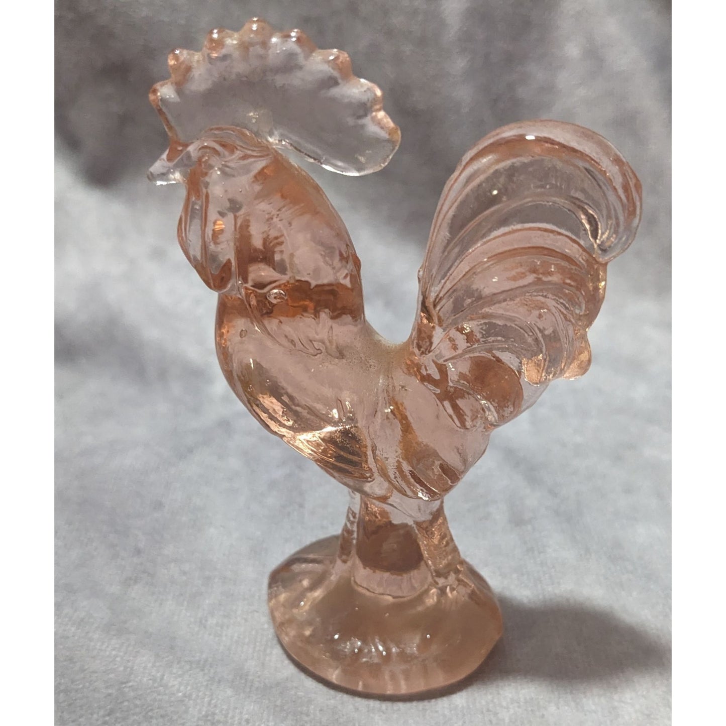 Pink Glass Rooster Figurine