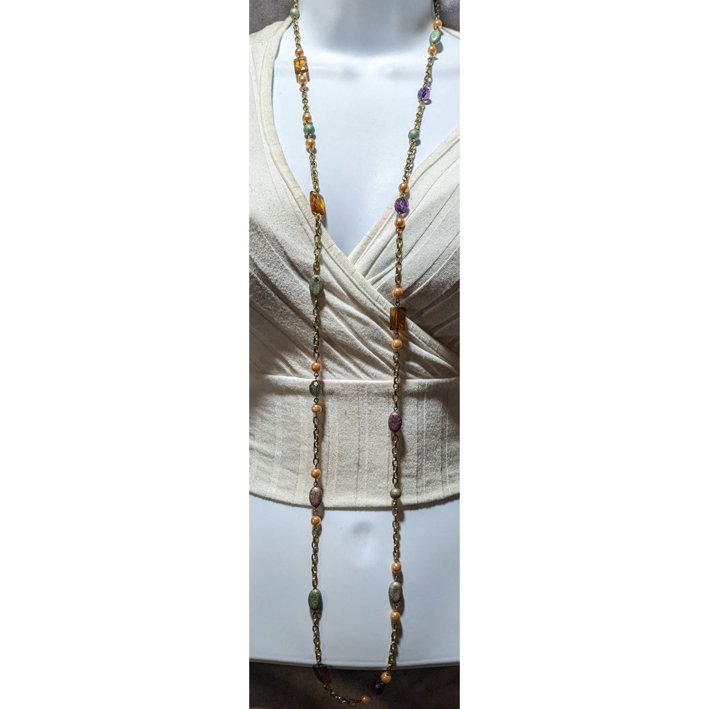 Bohemian Beaded Pearl Gold Chain Necklace