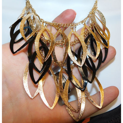 Gold And Black Abstract Necklace