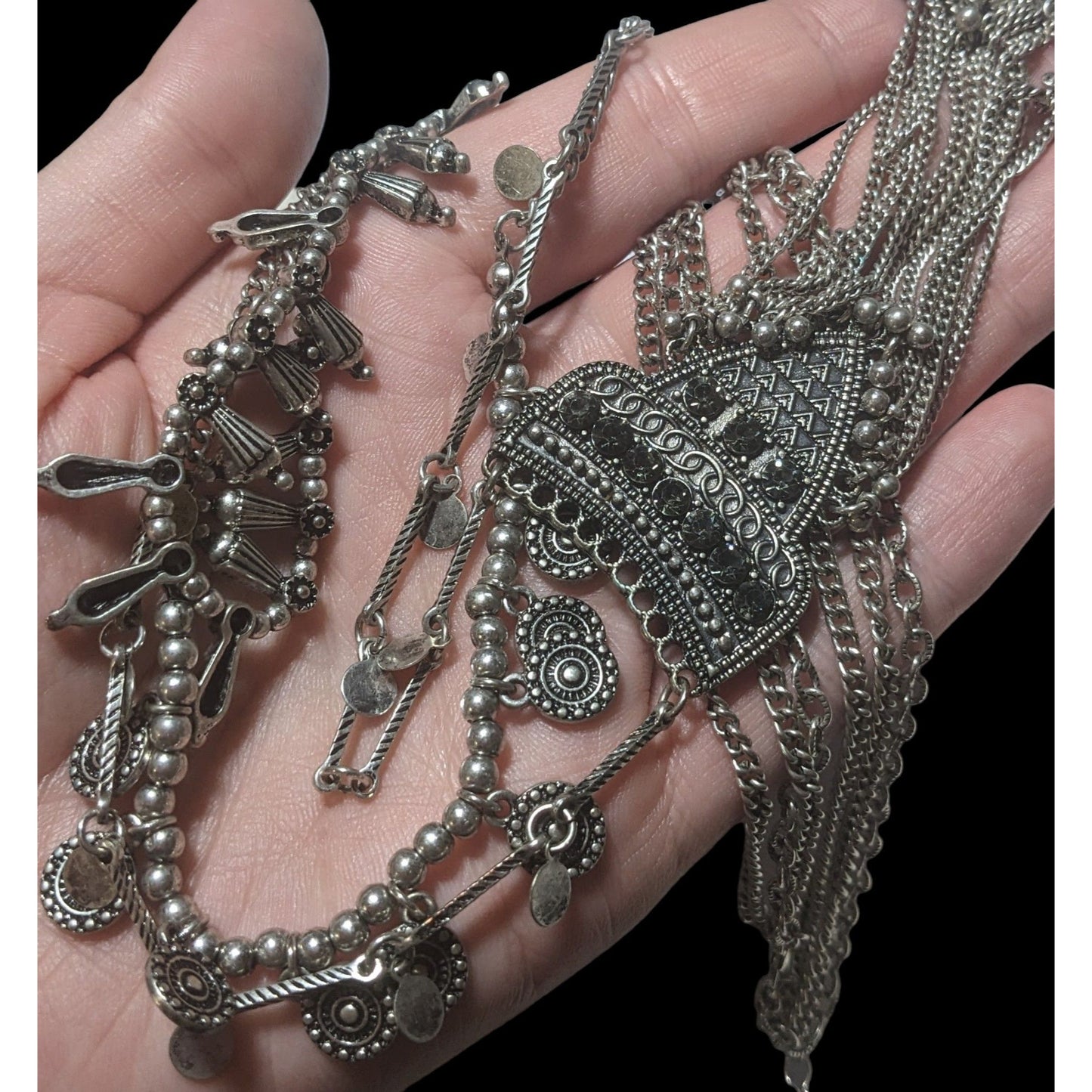 Bohemian Multilayer Charm Fringe Necklace