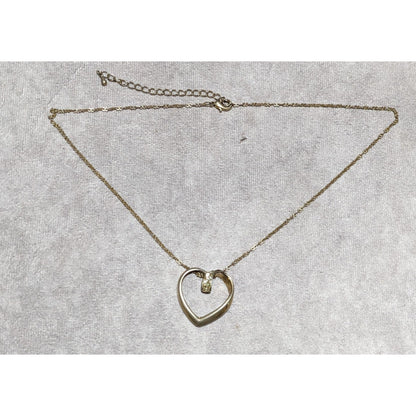 Open Heart-Shaped Rhinestone Pendant Necklace