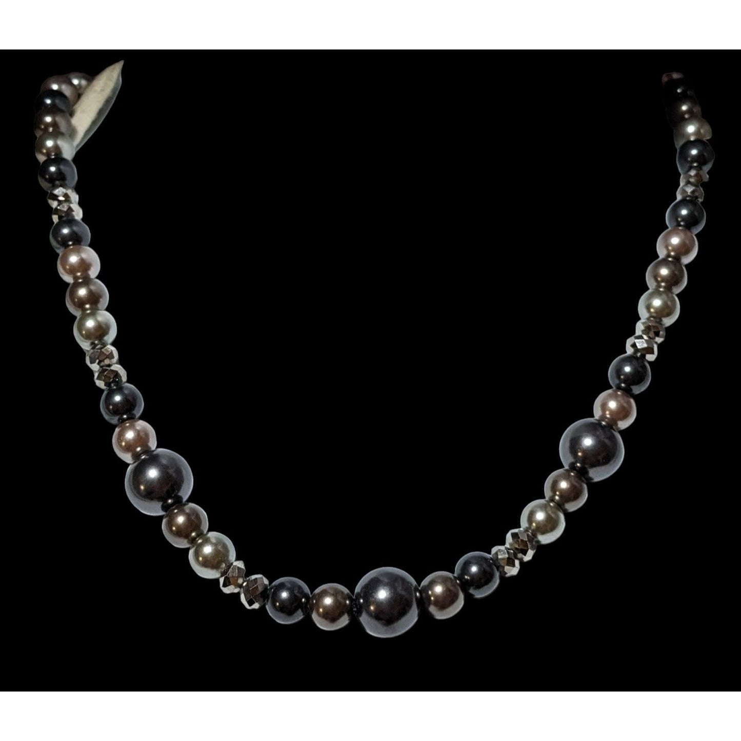 Roman Metallic Faux Pearl Beaded Necklace