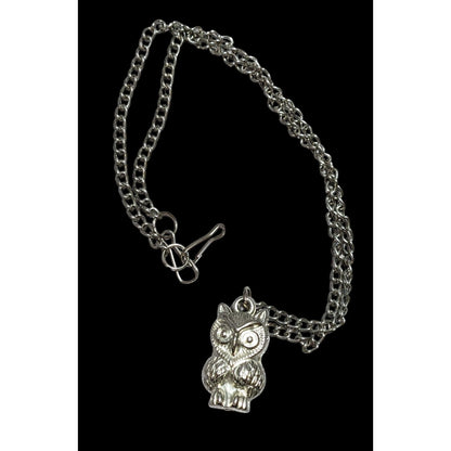 Silver Puffed Owl Necklace