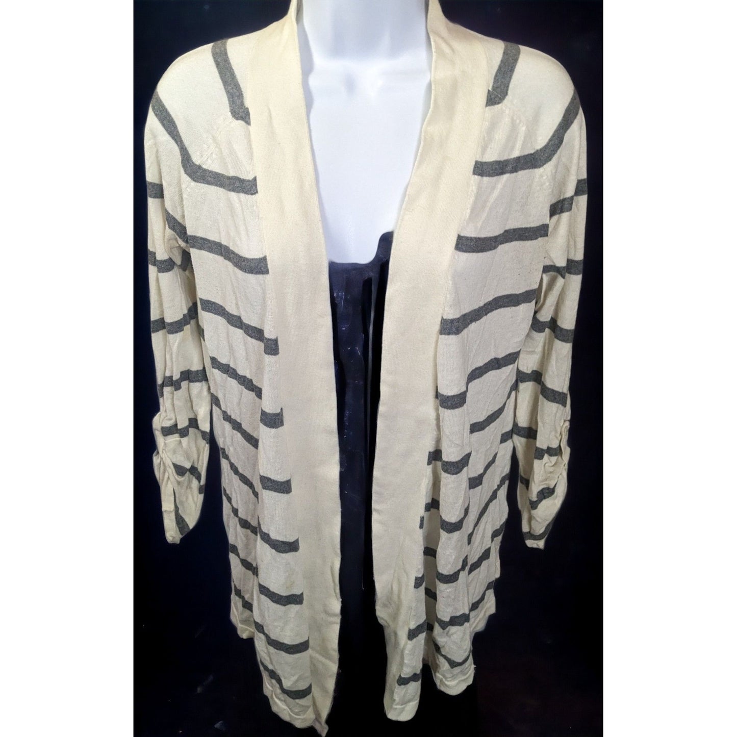 Express Grey And White Striped Cardigan