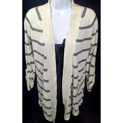 Express Grey And White Striped Cardigan