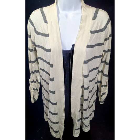 Express Grey And White Striped Cardigan
