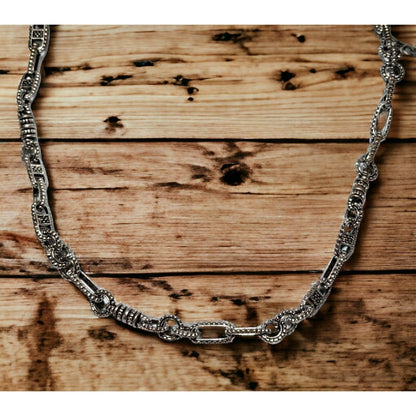 Brutalist Textured Silver Chain Necklace