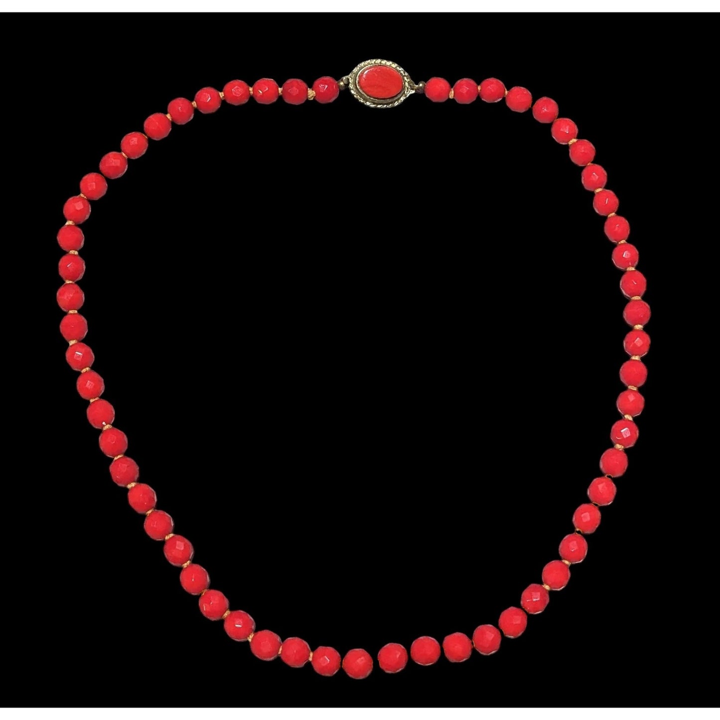 Vintage Japanese Red Glass Beaded Necklace