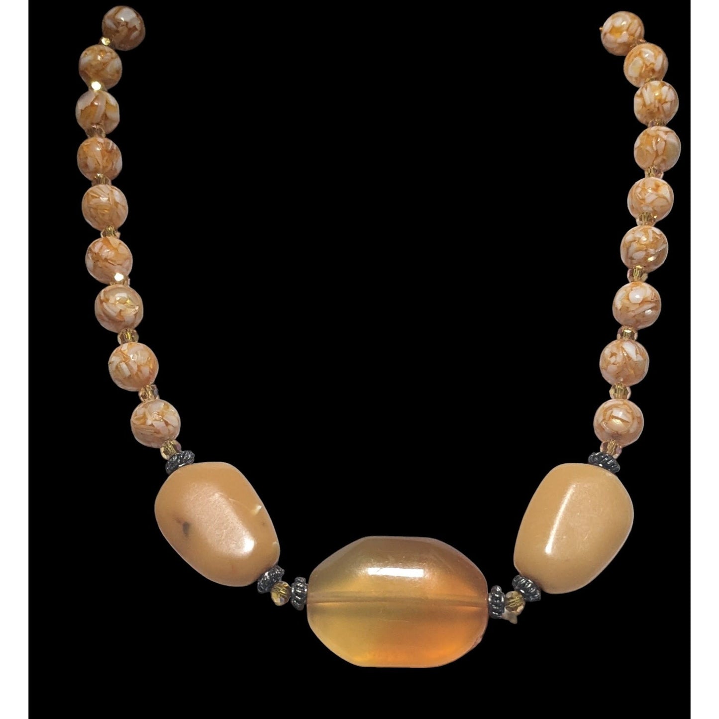 Retro Orange Cream Chunky Beaded Necklace