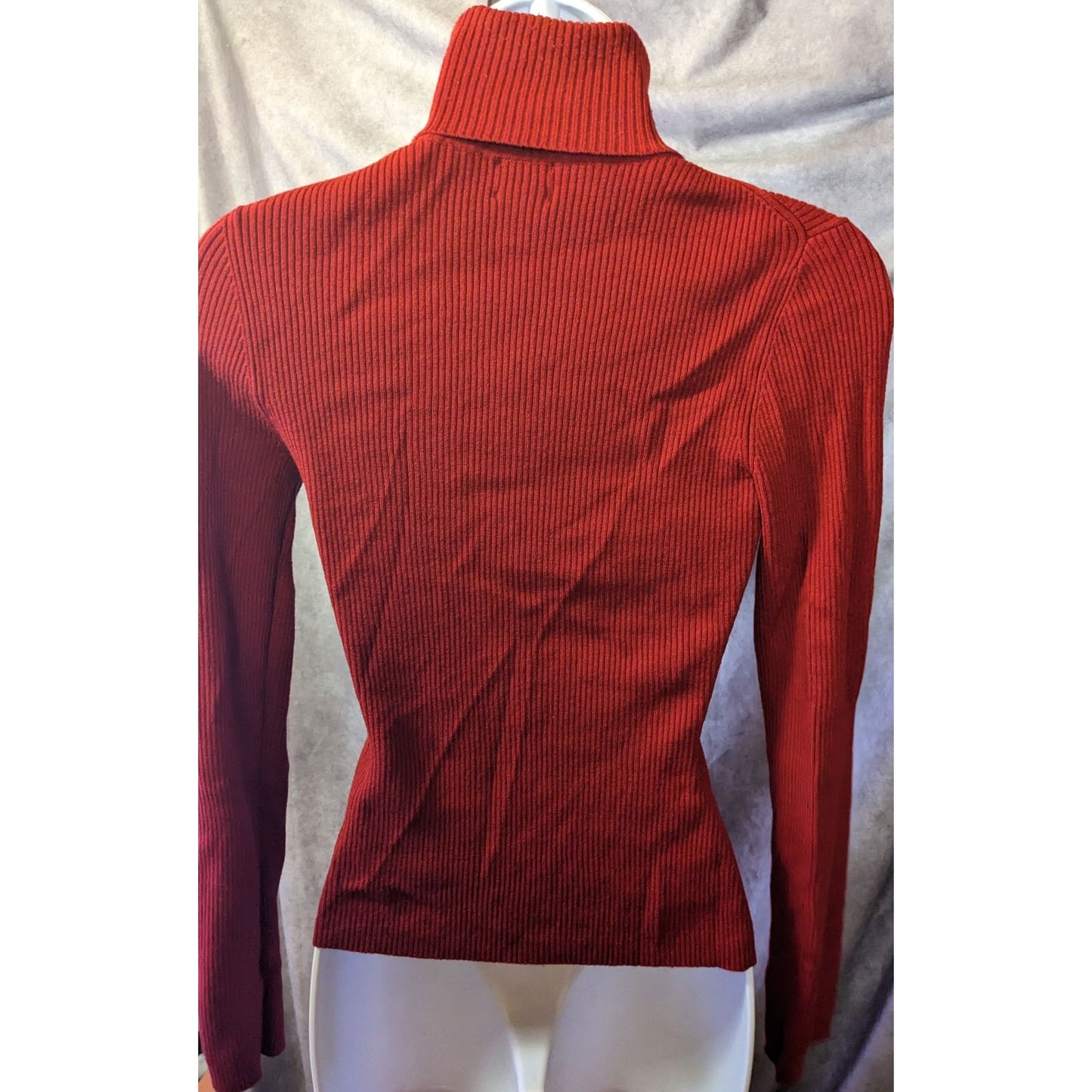 INC Red Ribbed Turtleneck