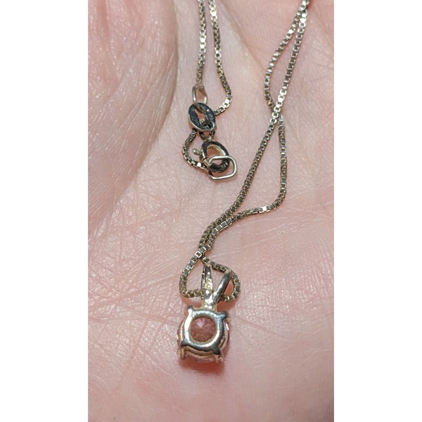 Sterling Pink Cubic Zirconia Pendant Necklace