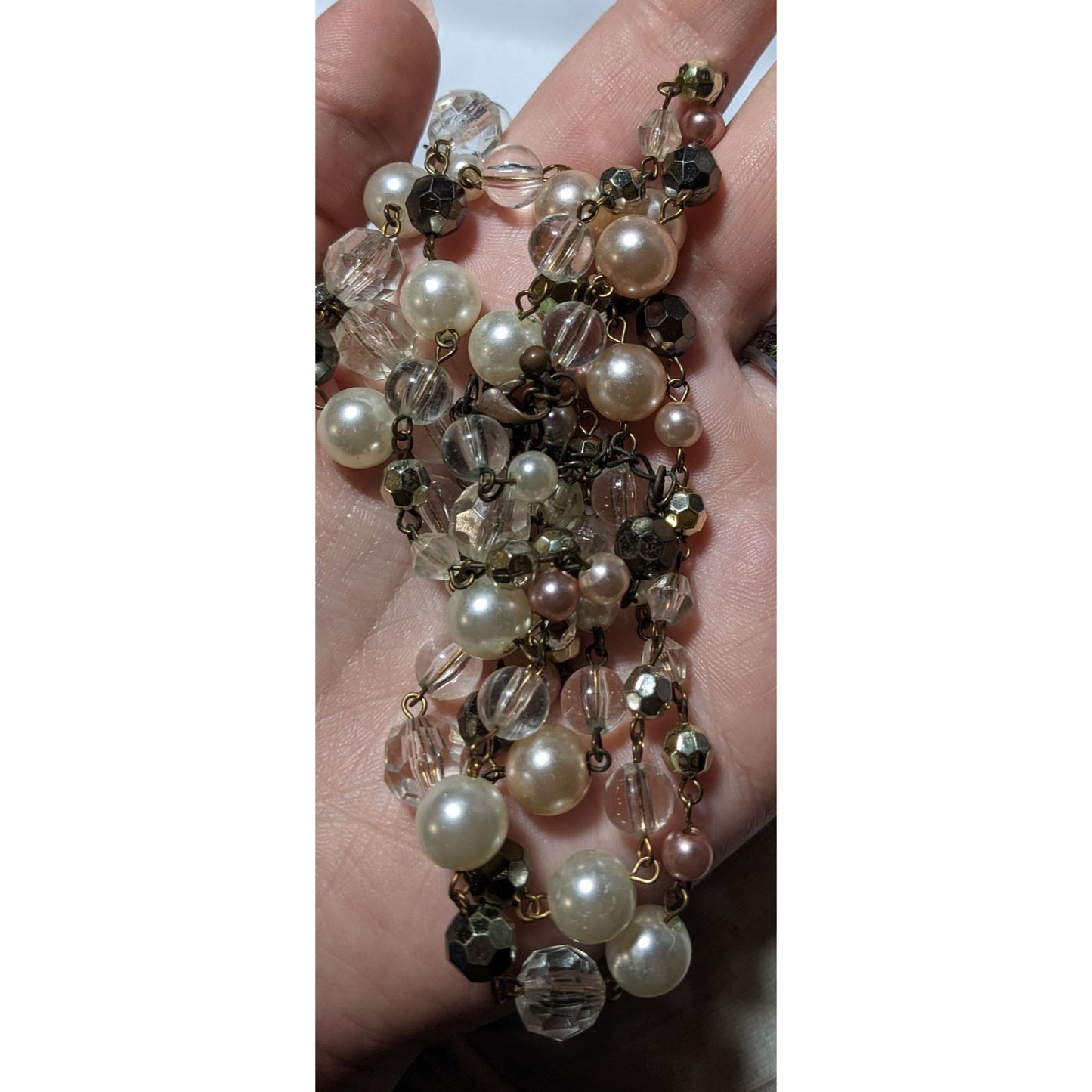 Glam Metallic Beaded Opera Length Necklace