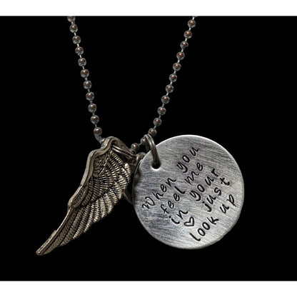 Handmade Silver Angel Wing Charm Necklace