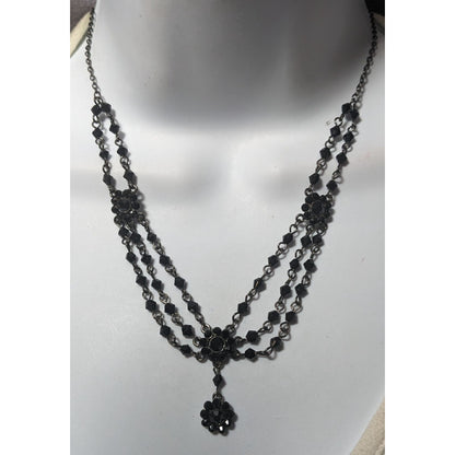 Vintage 90s Romantic Goth Beaded Floral Necklace