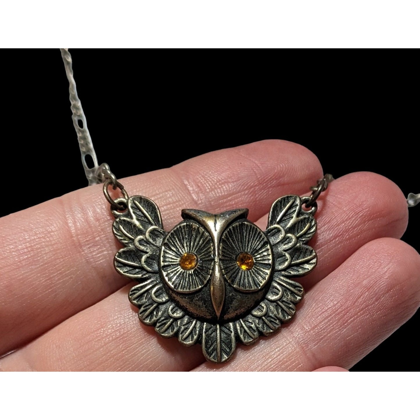 Steampunk Golden Eye Owl Necklace