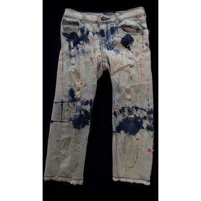 Thrill Distressed Paint Splatter Cropped Jeans