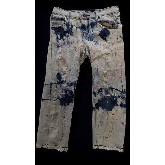 Thrill Distressed Paint Splatter Cropped Jeans