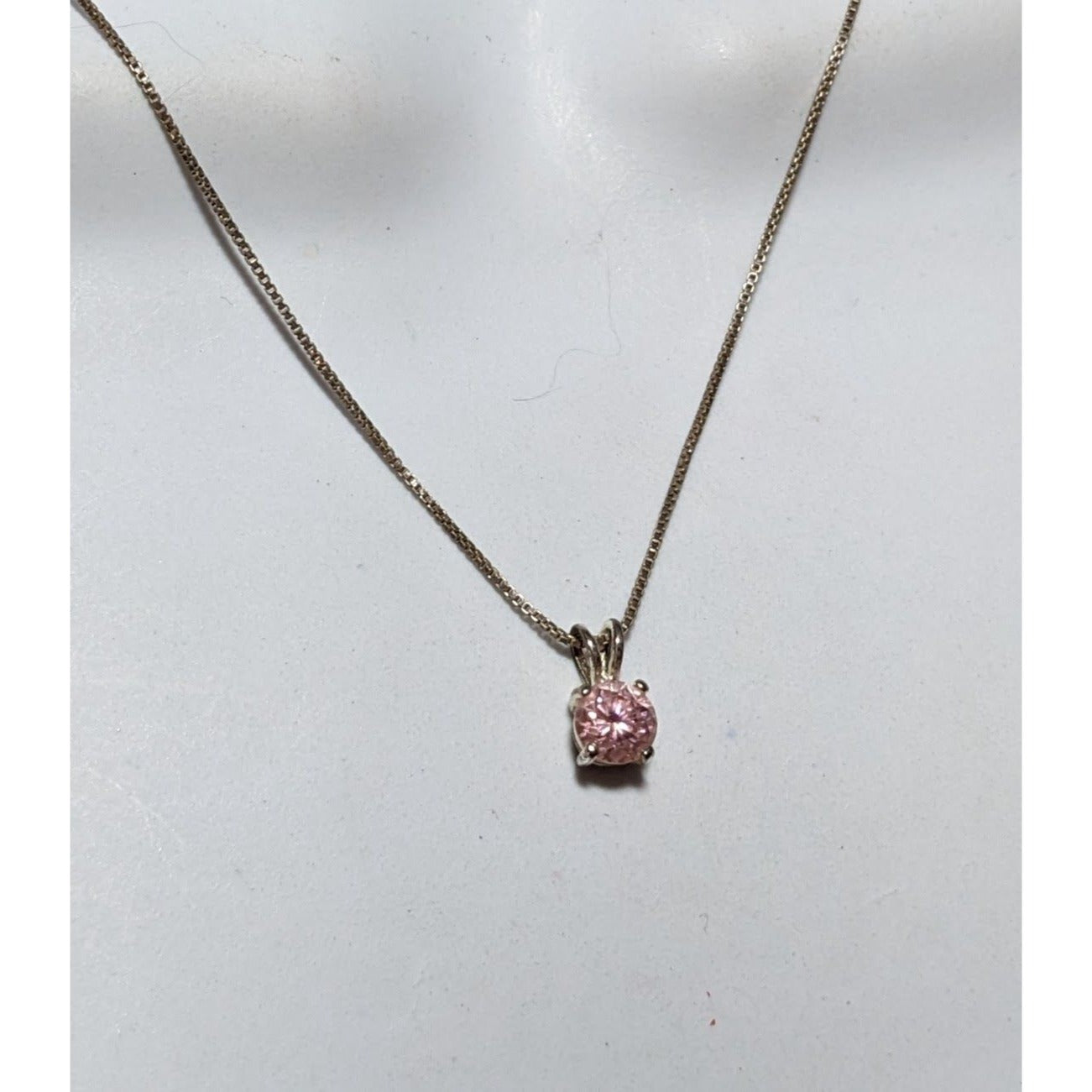 Sterling Pink Cubic Zirconia Pendant Necklace